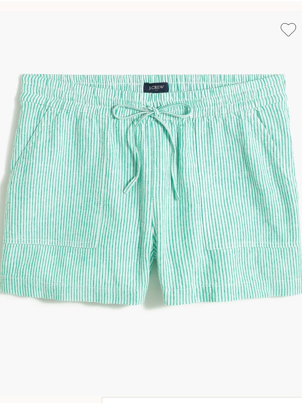 J Crew Linen-blend drawstring short Green and white stripe size XL